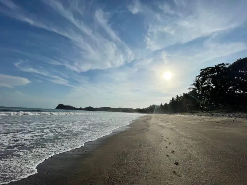Late sun over the water at Playa Guiones