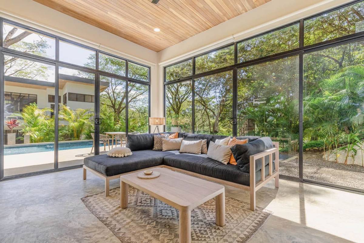 Villa One - living room with floor-to-ceiling windows