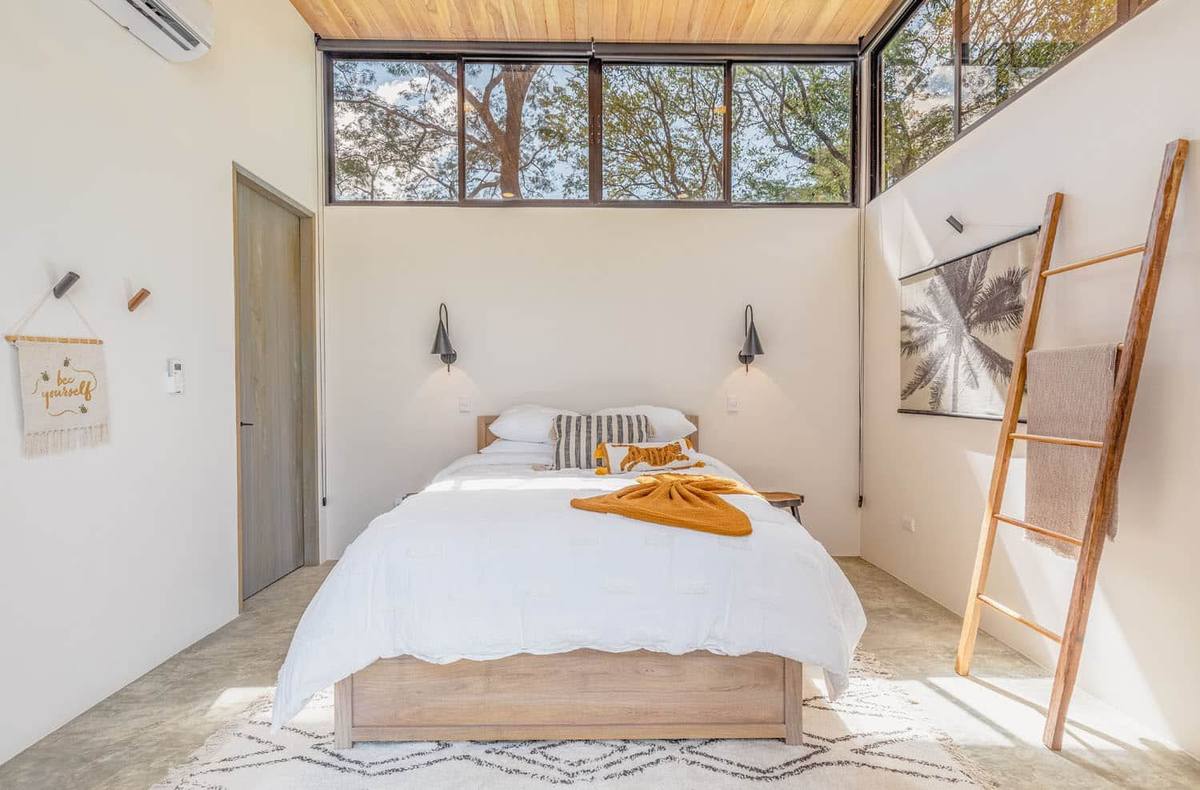 Villa Two - bedroom with wood ceiling